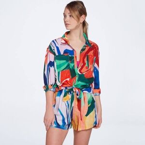 CALIA Cover Up Short Set in Painterly Floral Multi